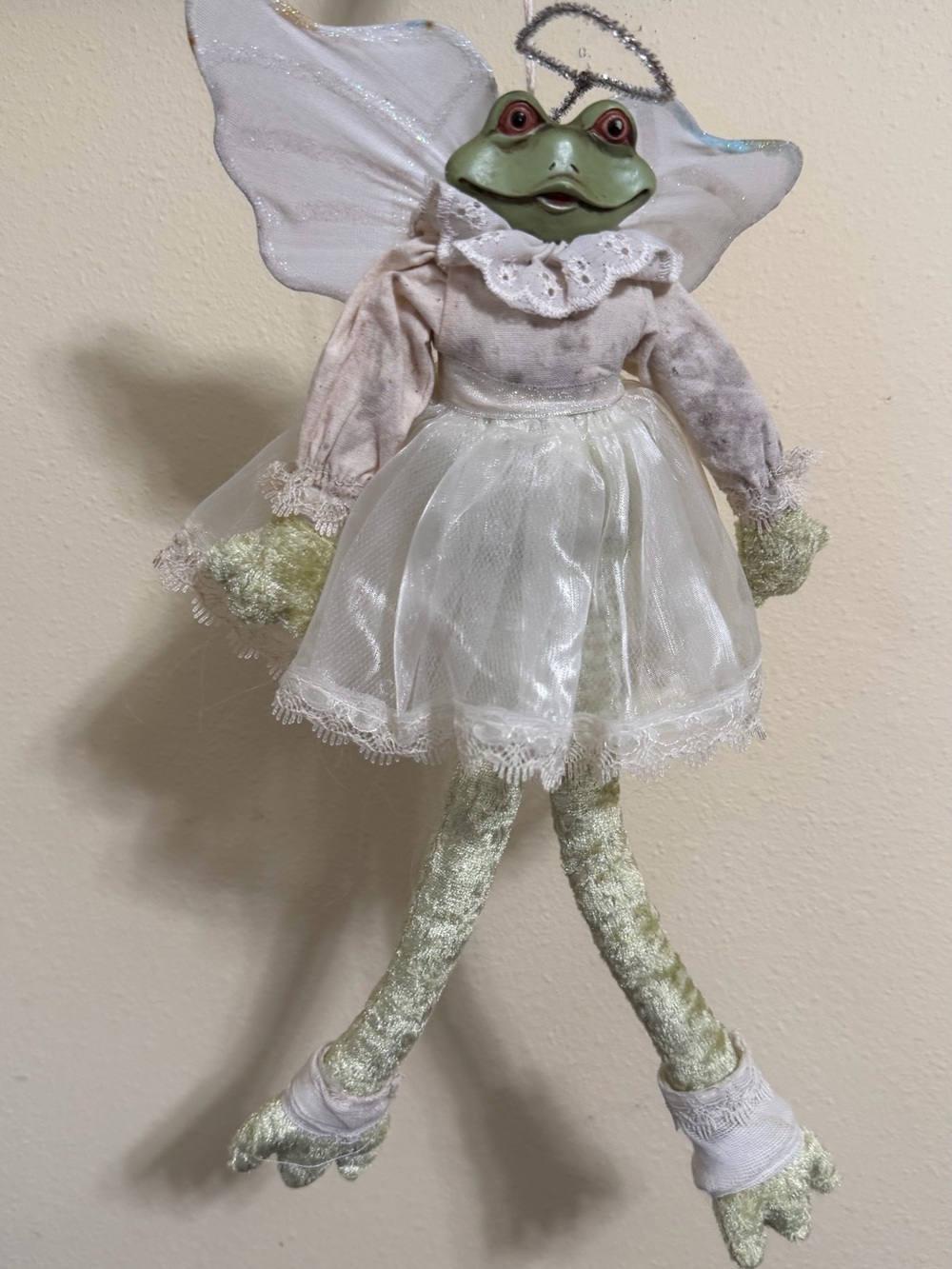 Russ Berrie White and Pale Green Fairy Frog Doll
